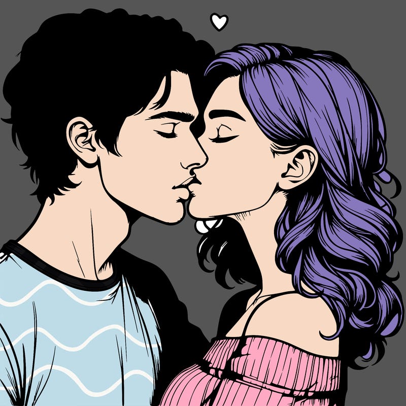 realistic couple kissing