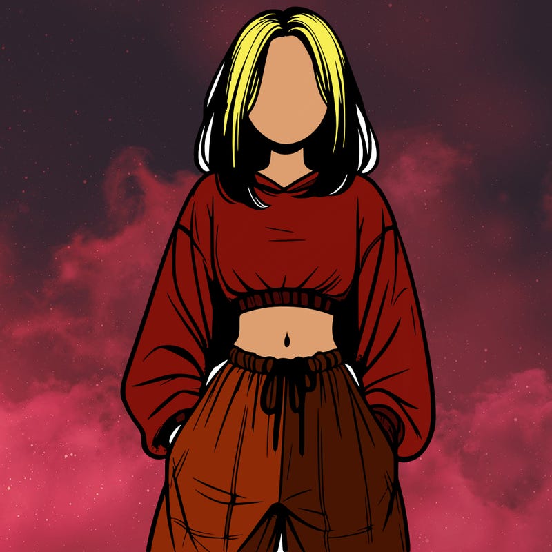 realistic girl faceless with baggy pants and a crop top
