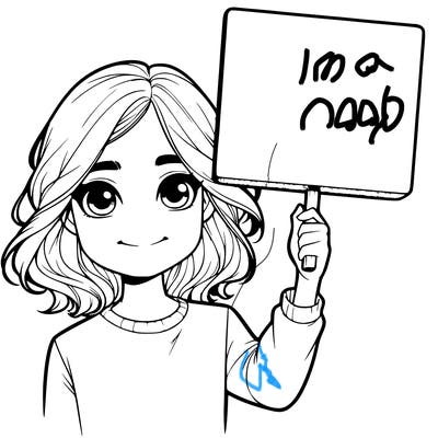 realistic girl holding up a sign