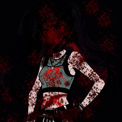 anime girl wearing crop top