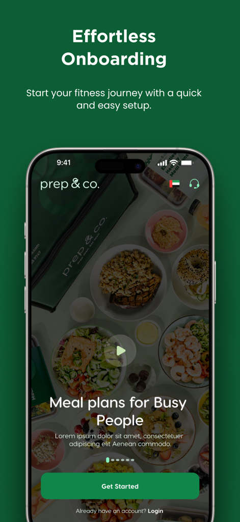 Prep & Co - Prep and Co app onboarding screen for quick setup of healthy meal plans