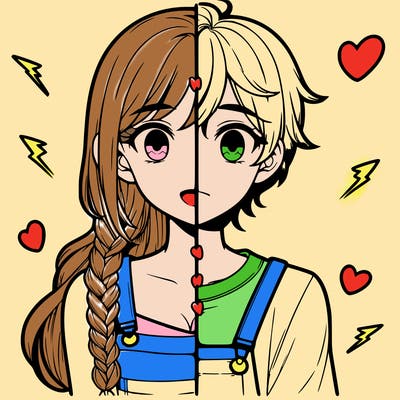 realistic girl boy split