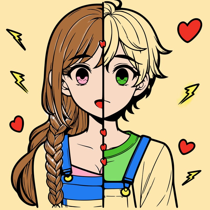 realistic girl boy split