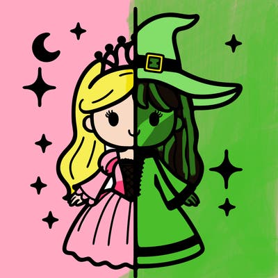 split princess and witch