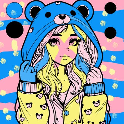 realistic girl in a animal pjs hoodie