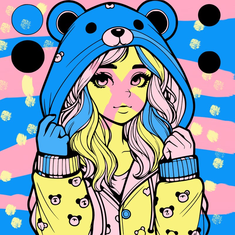 realistic girl in a animal pjs hoodie