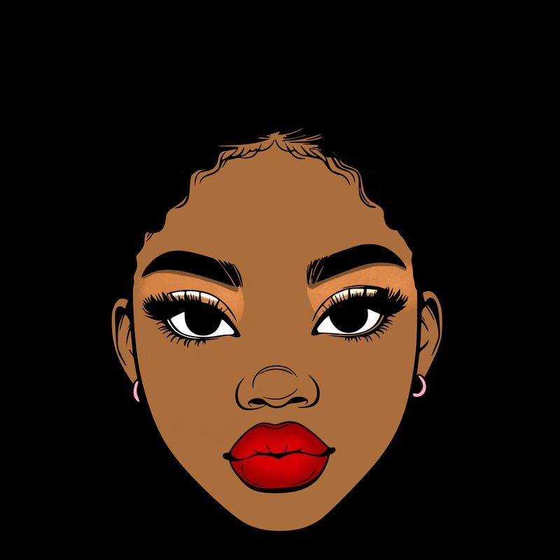 realistic black woman with two buns