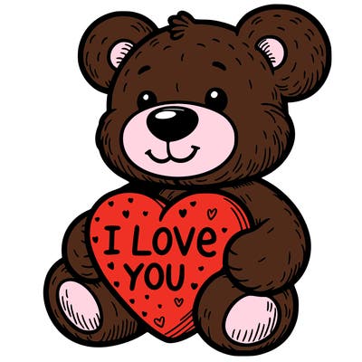 teddy bear holding an i love you heart