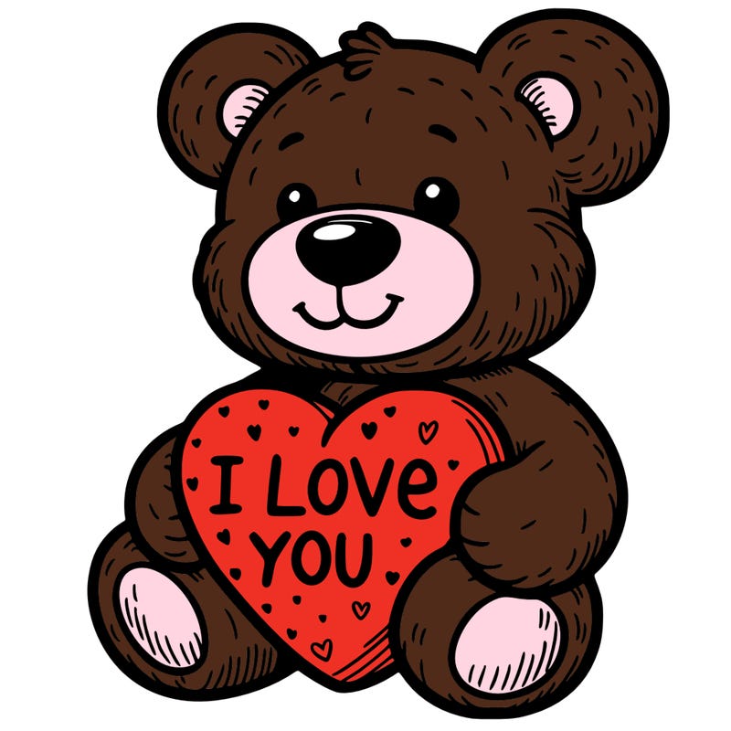 teddy bear holding an i love you heart