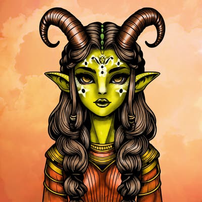 realistic alien girl with horns
