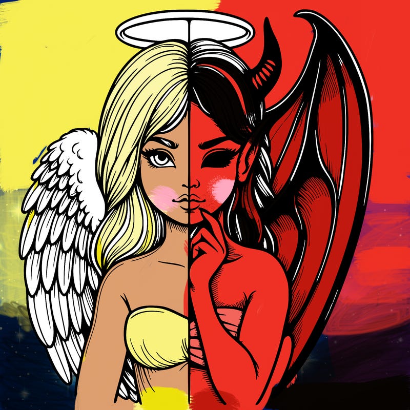 realistic angel half demon