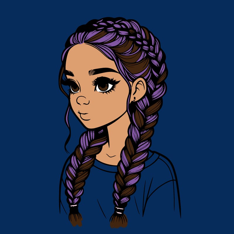 realistic girl with braids