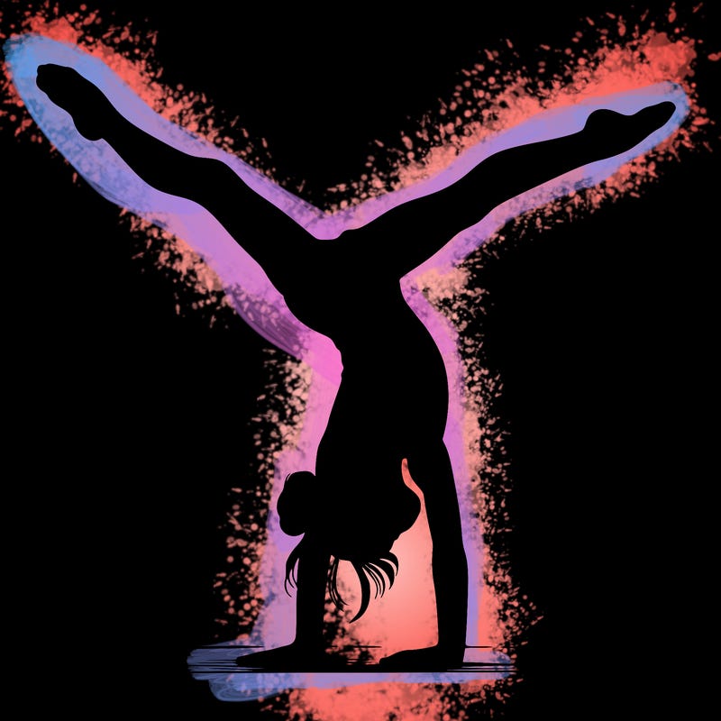 realistic gymnastic hand stand girl in four splits