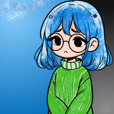sad girl with glasses in a sweater