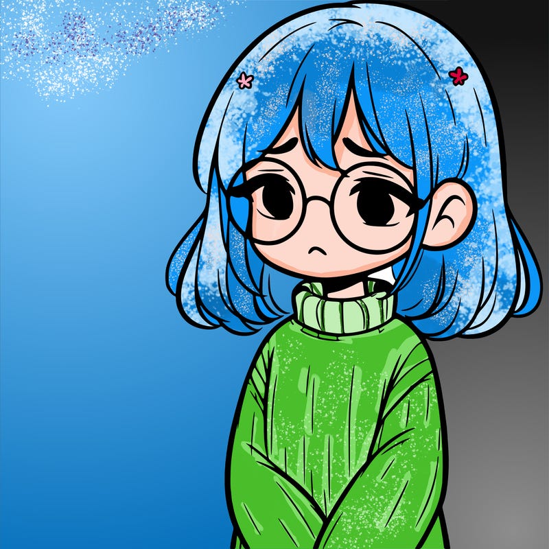 sad girl with glasses in a sweater