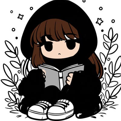 girl in oversized hoodie reading a book