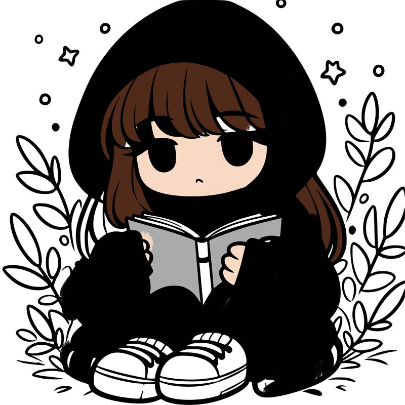 girl in oversized hoodie reading a book