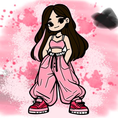 girl in crop top and baggy pants