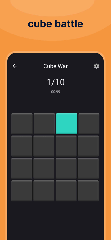 GC Auto Clicker - Interface du jeu Cube Battle dans l'application GC Auto Clicker avec une grille et un chronomètre.