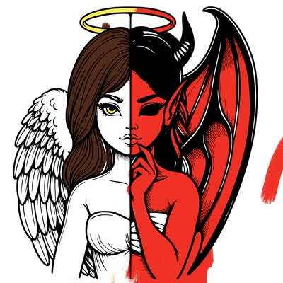 realistic angel half demon