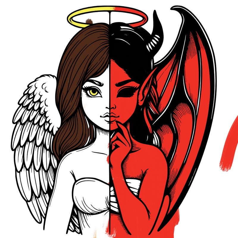 realistic angel half demon