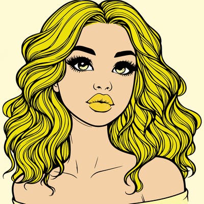 realistic girl with wavy hair and lips