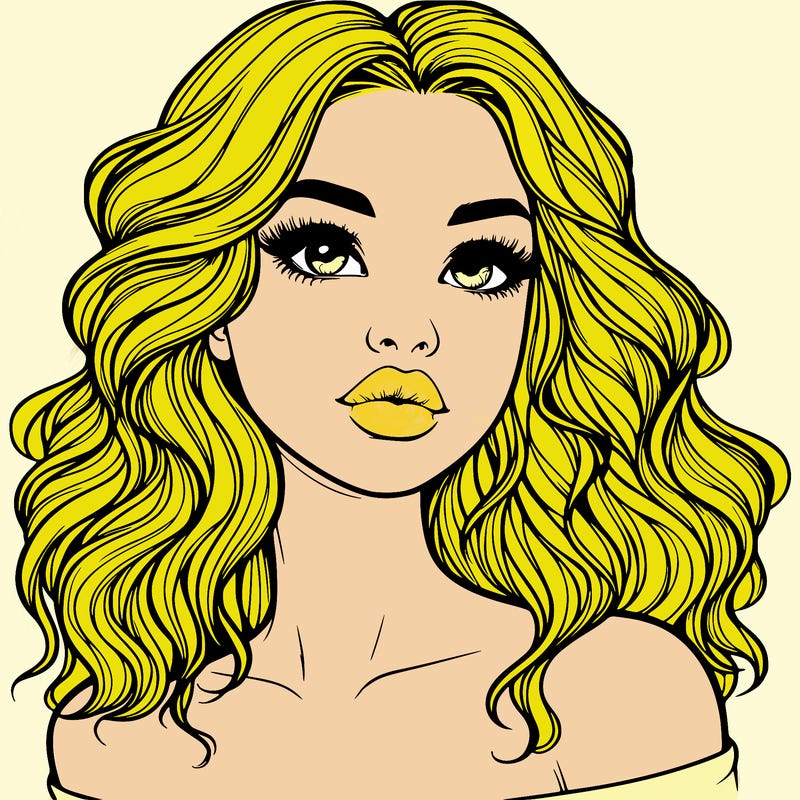 realistic girl with wavy hair and lips