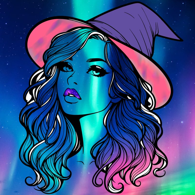 realistic witch girl with wavy hair and lips