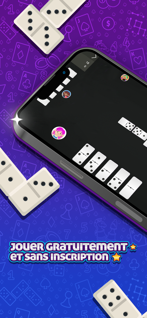 Dominoes - Classic Board Game - Screenshot del gioco mobile di una partita a domino con profili giocatore e pezzi di gioco sullo schermo