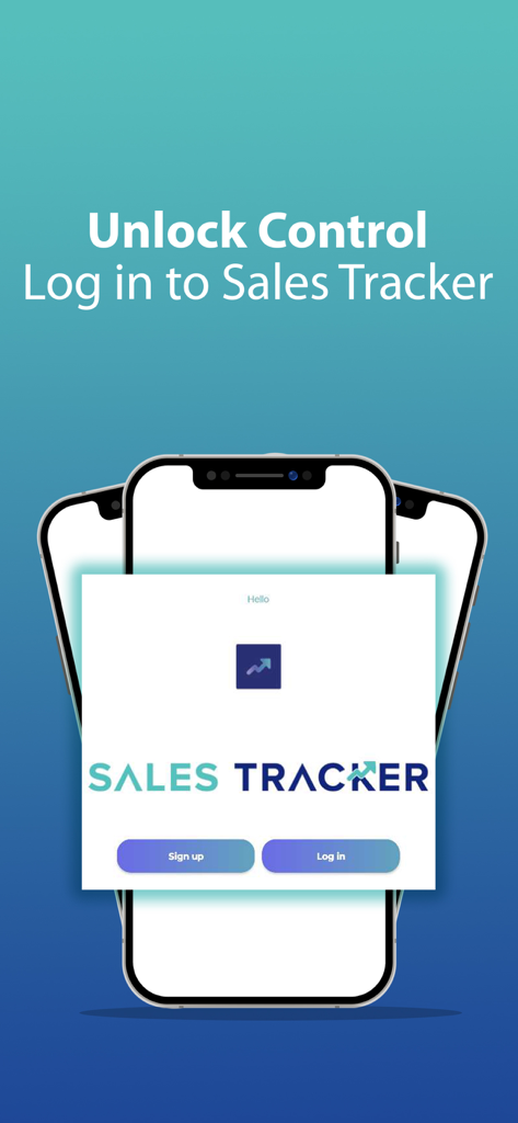 Sales-Tracker - Sales Tracker mobile CRM app login and sign up screen displayed on iPhones