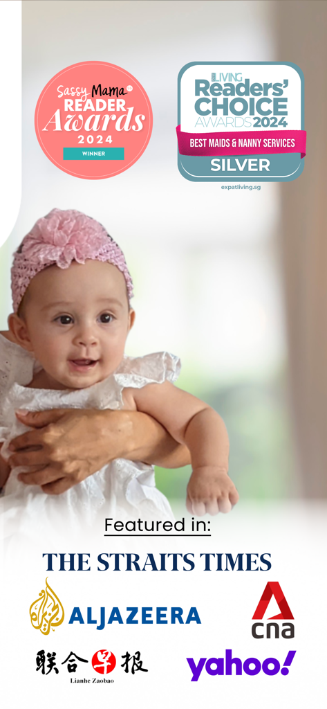 We Are Caring - Hire your maid - Aplicativo We Are Caring mostrando prêmios da indústria e menções na mídia de grandes portais de notícias