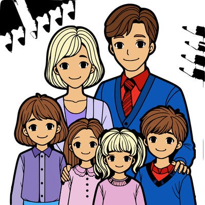 mom and dad and six kids