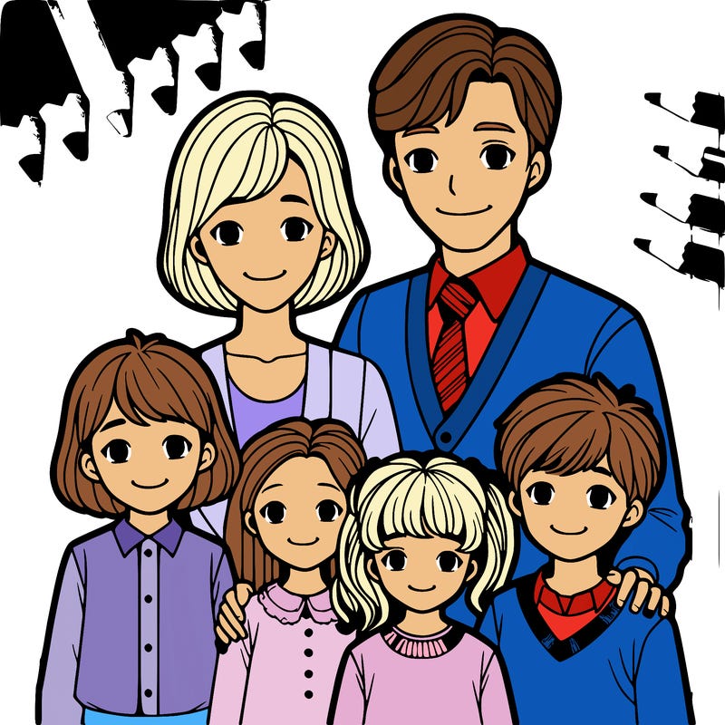 mom and dad and six kids