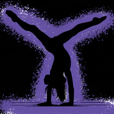 realistic gymnastic hand stand girl in four splits