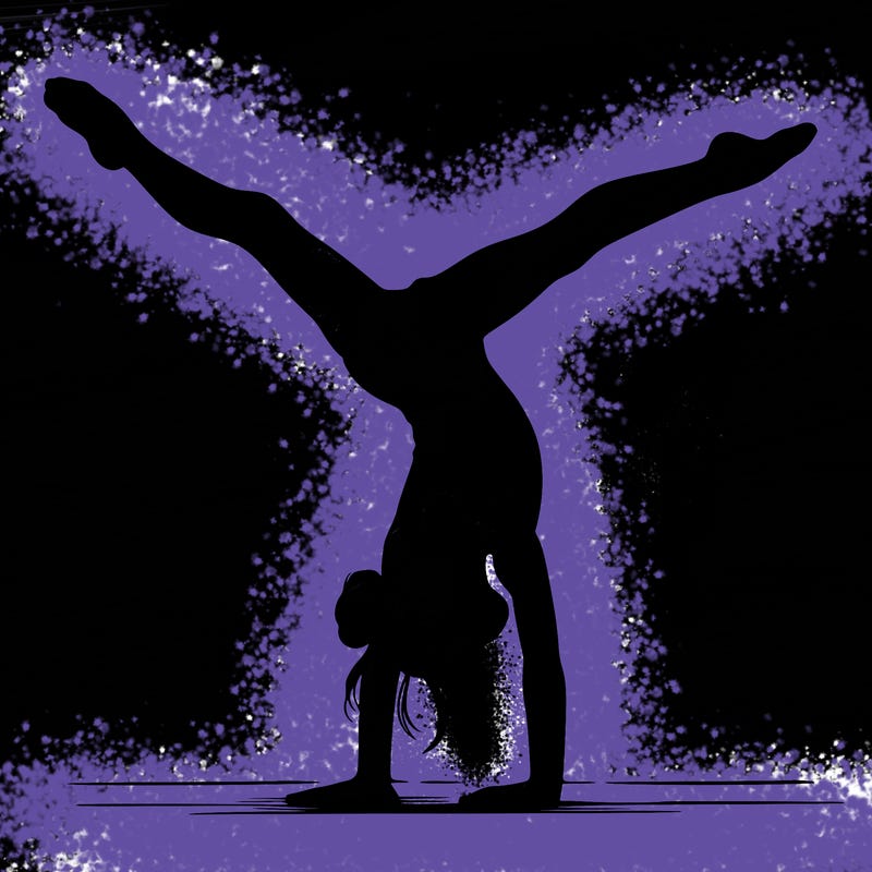 realistic gymnastic hand stand girl in four splits