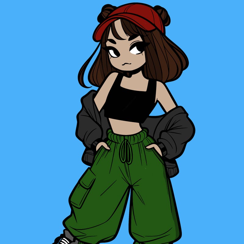girl in crop top and baggy pants