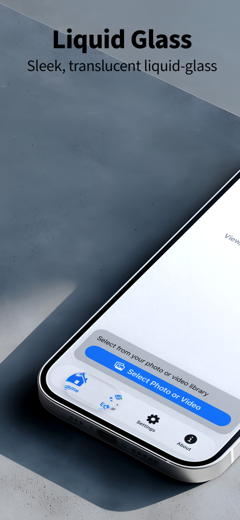 Exif Snap: Copy·View·Edit EXIF - Exif Snap app interface featuring a translucent liquid glass design on an iPhone