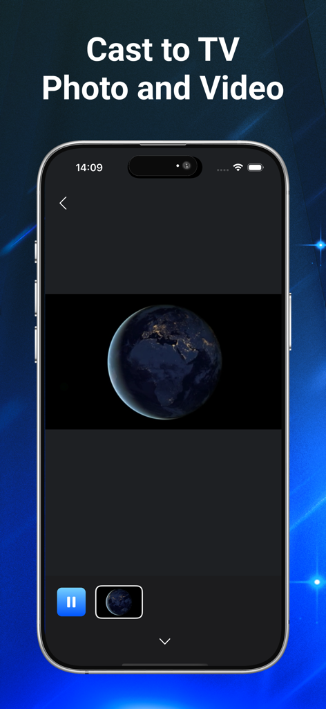 iPhone screen showing the Cast to TV feature for photos and videos on the Remoto app