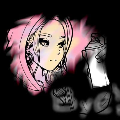 a realistic girl, spray painting