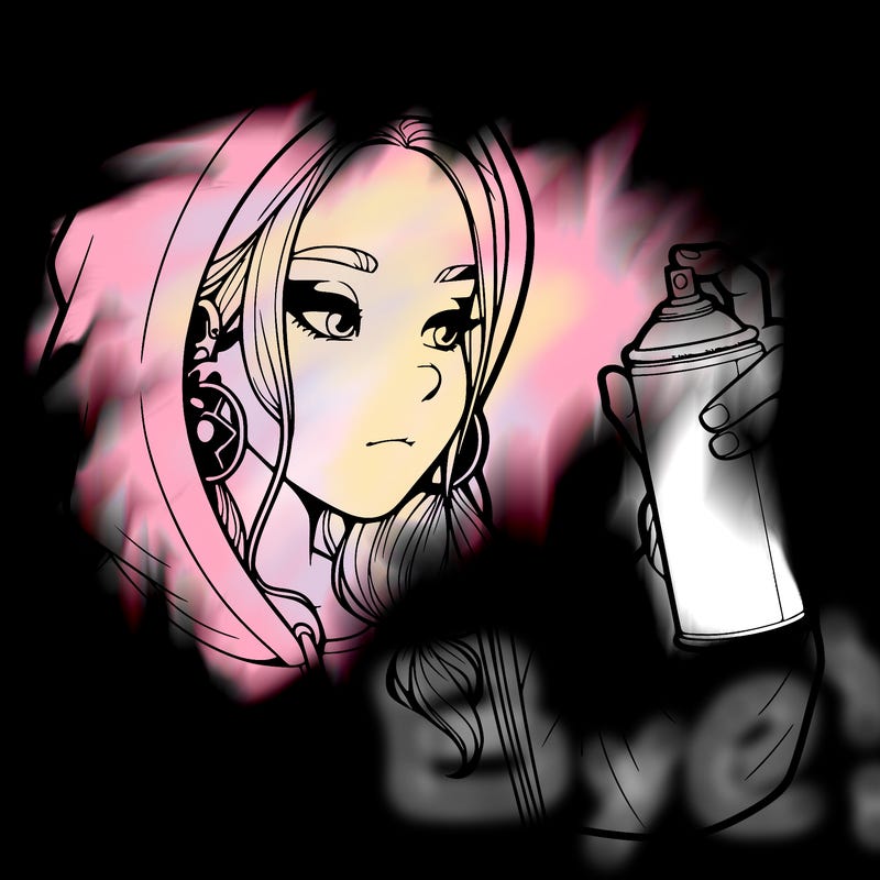 a realistic girl, spray painting