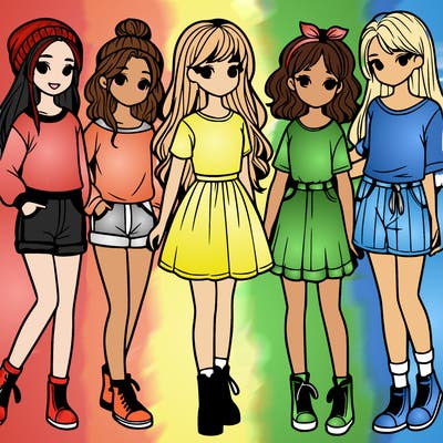 a group of five girls