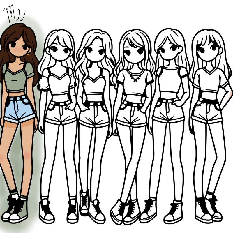 a group of girls wearing crop tops and shorts