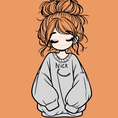 girl with baggy sweatshirt and messy bun