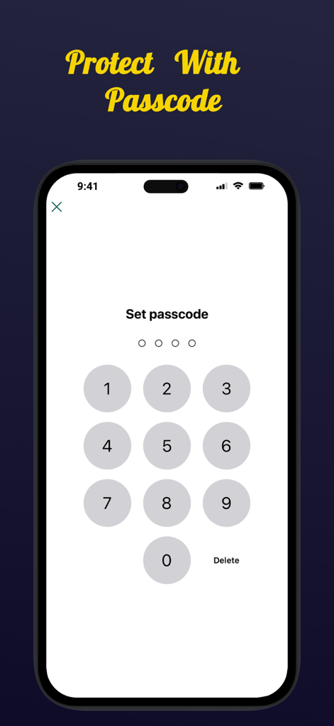 Dual apps - Parallel Space - Numeric keypad interface on a smartphone screen for setting a secure app passcode