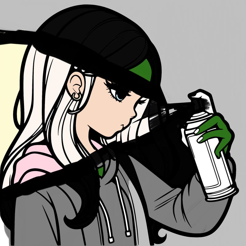 a realistic girl spray painting