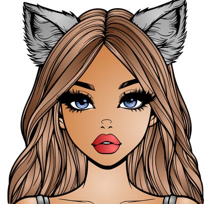 realistic girl with fox ears and realistic lips