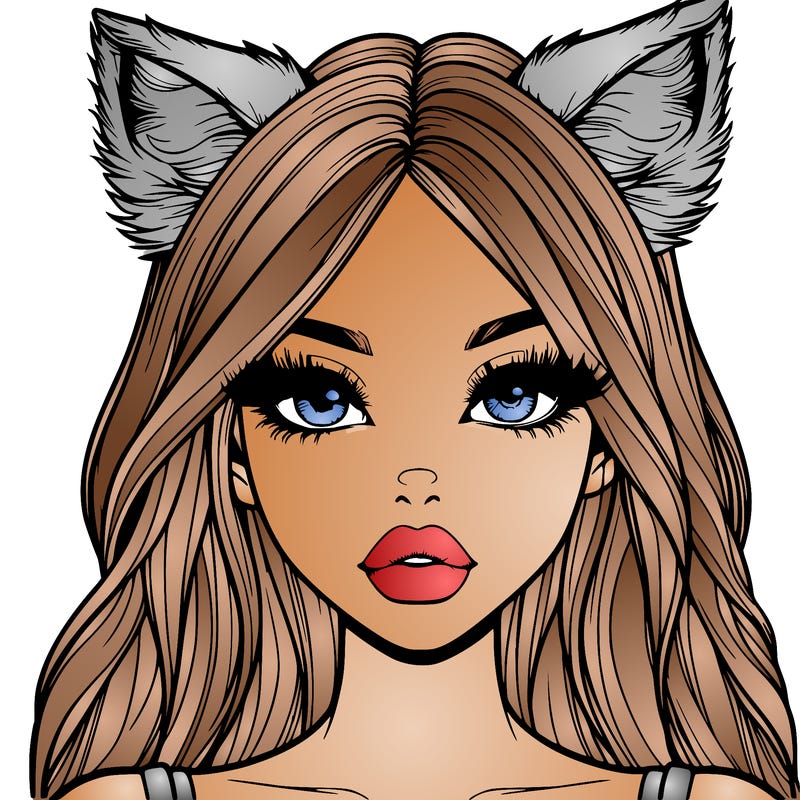 realistic girl with fox ears and realistic lips