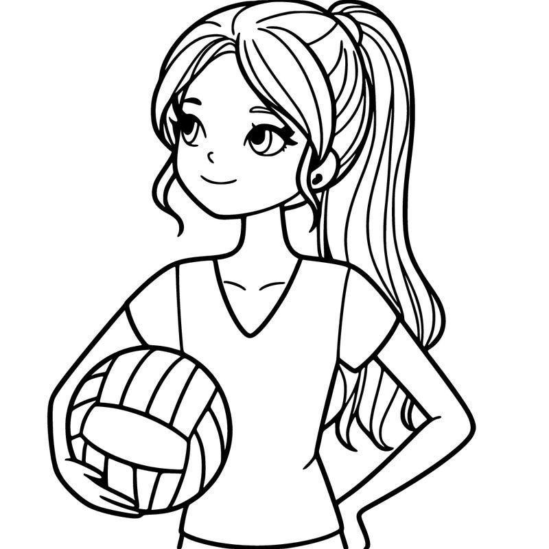 a tall girl holding a volleyball