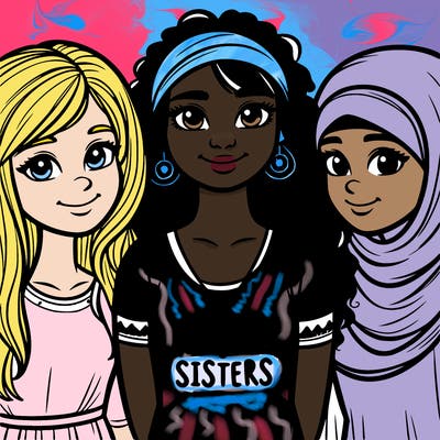 three sisters with a best sisters necklace