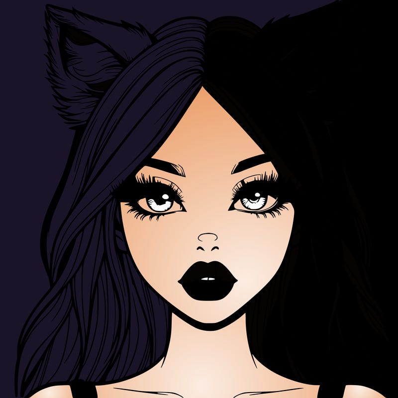 realistic girl with fox ears and realistic lips